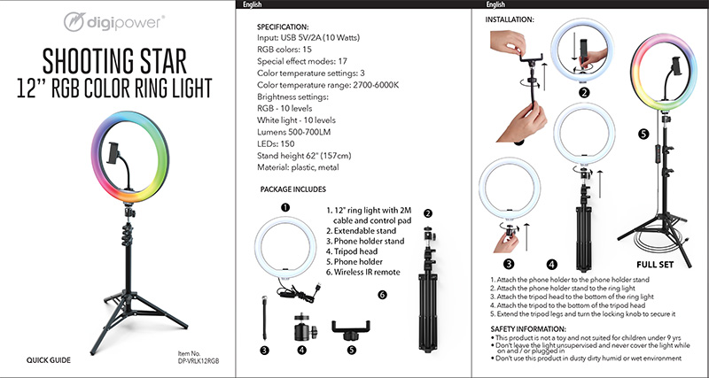 user_guide SHOOTING STAR - 12 IN RGB COLOR RING LIGHT