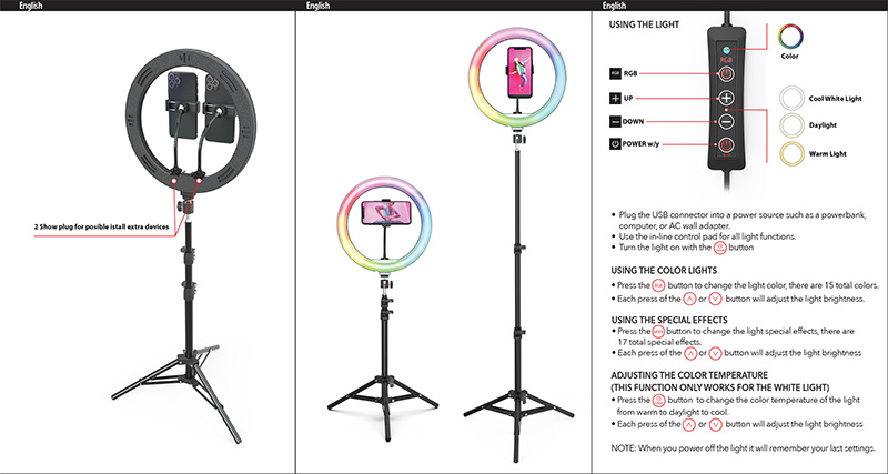 user_guide SHOOTING STAR - 12 IN RGB COLOR RING LIGHT