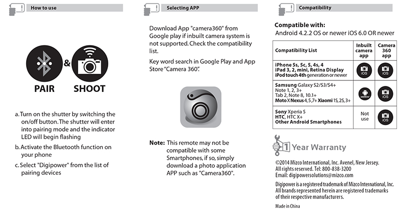 user_guide BLUETOOTH REMOTE SHUTTER