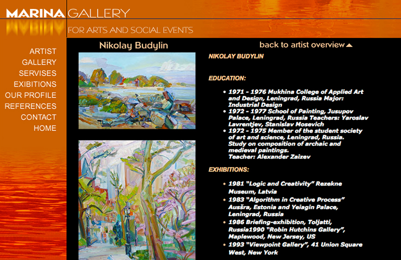 Marina Gallery web page