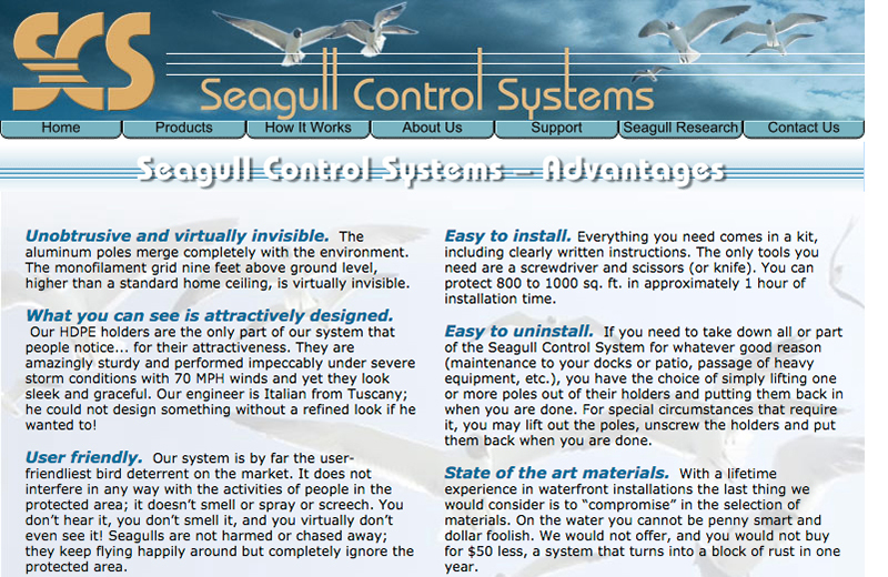 Seagull Control Systems page