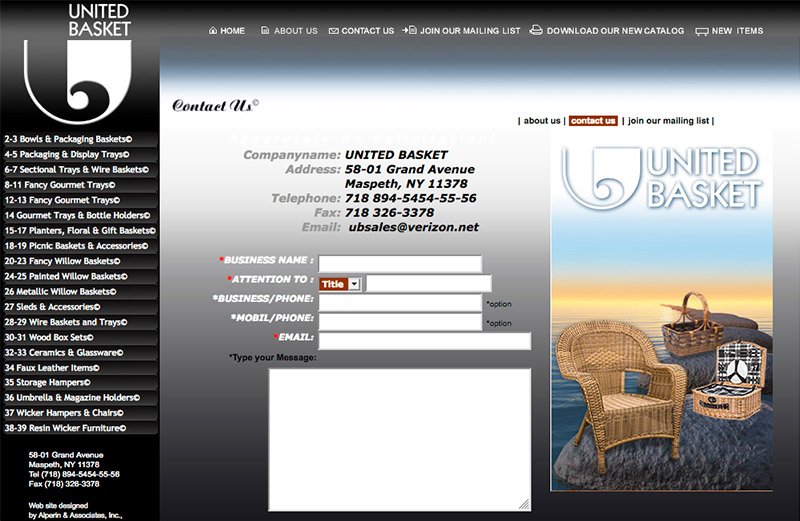 United Basket Inc.  page Trays