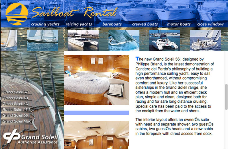 Sailboat Rental LTD.  page