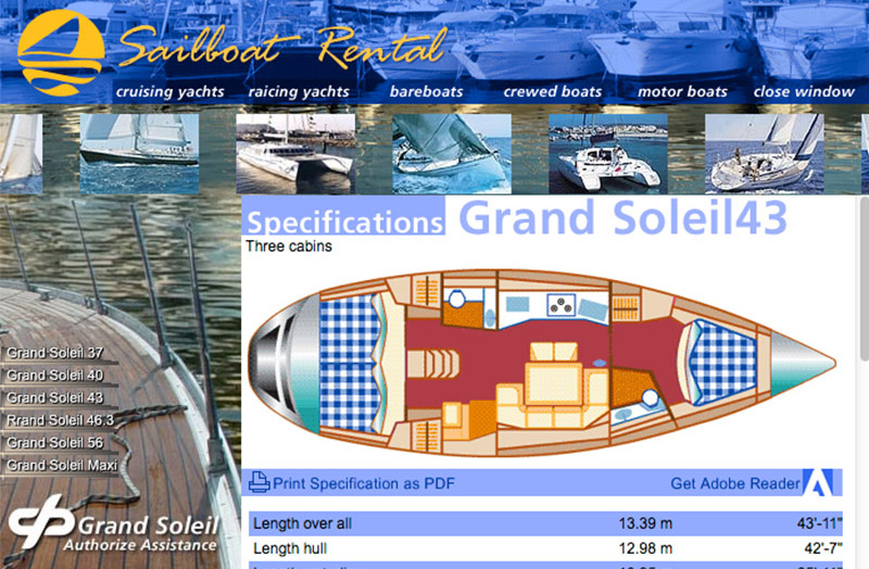 Sailboat Rental LTD.  page