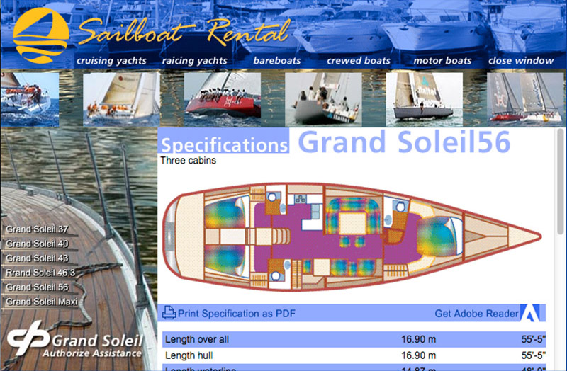 Sailboat Rental LTD.  page